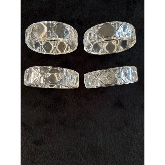 Set Of 4 Vintage Glass Napkin Rings With Intricate Cut Design 2-Inch Diameter - Picture 4 of 6